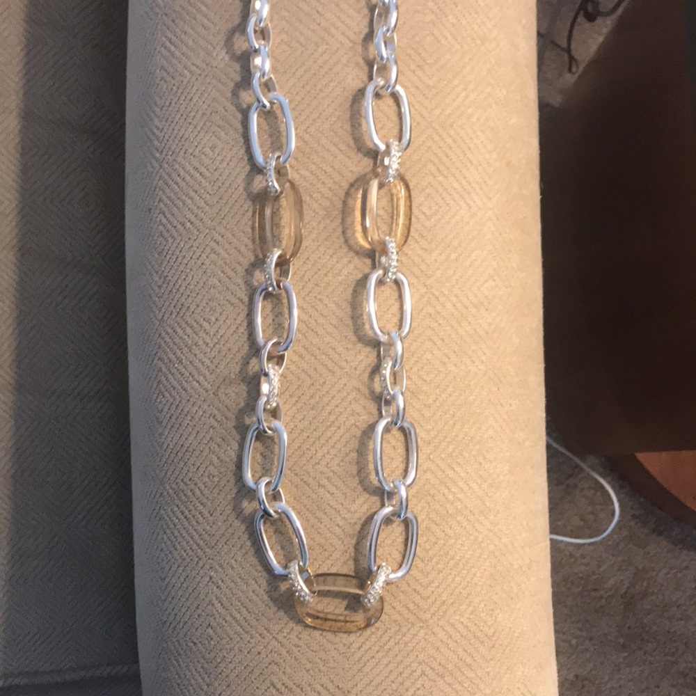 Chunky Link Statement Necklace with Bling - Picture 4 of 8